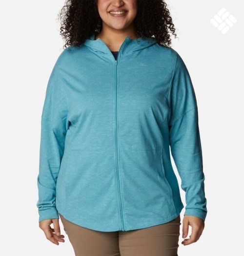 Women's Columbia Cades Cove Full Zip Hoodie Turquoise | Plus Size CA-S64LC